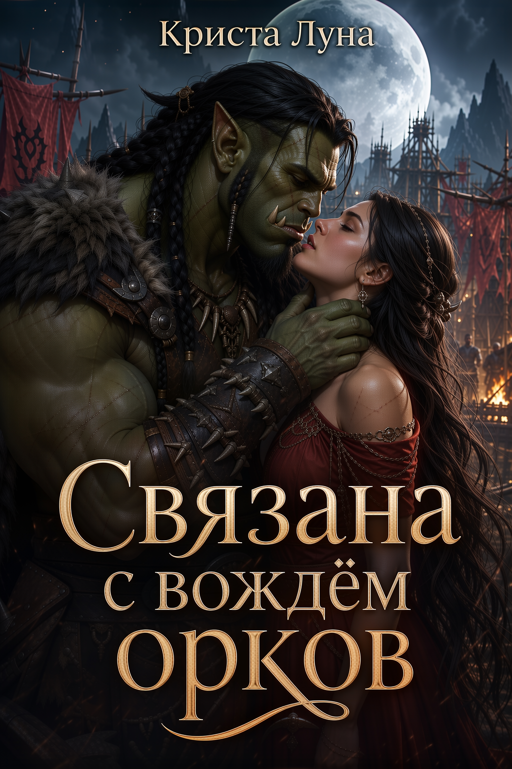 Обложка книги Связана с вождём орков (Brides of the Moon Blade Clan, книга 1) — Криста Луна — Bound to the Orc Warlord (Brides of the Moon Blade Clan, #1)