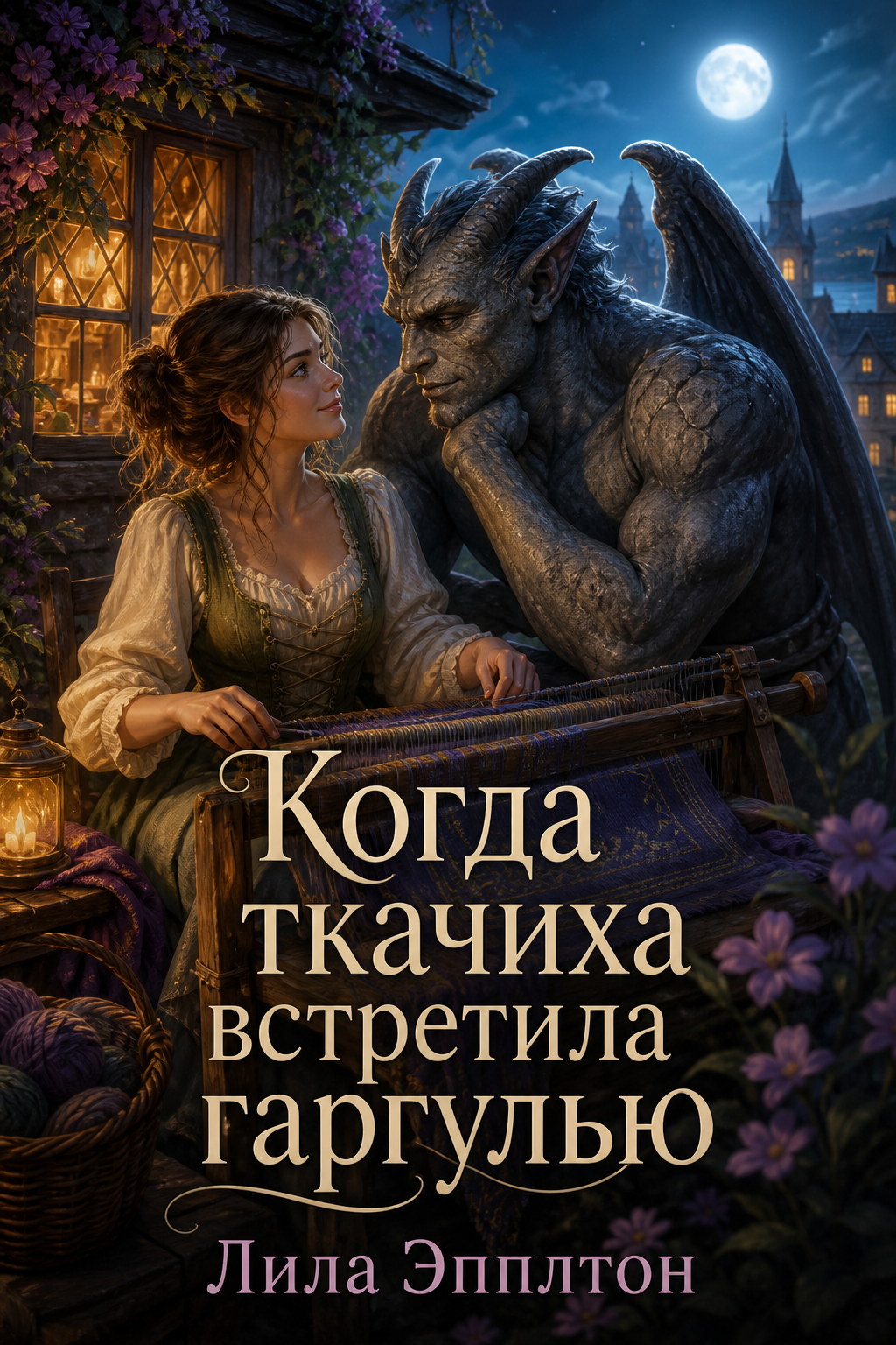 Обложка книги Когда ткачиха встретила гаргулью (Монстры Лифшир-Коув, №1) — Лила Эпплтон — When the Weaver Met the Gargoyle (Leafshire Cove Monsters, #1)