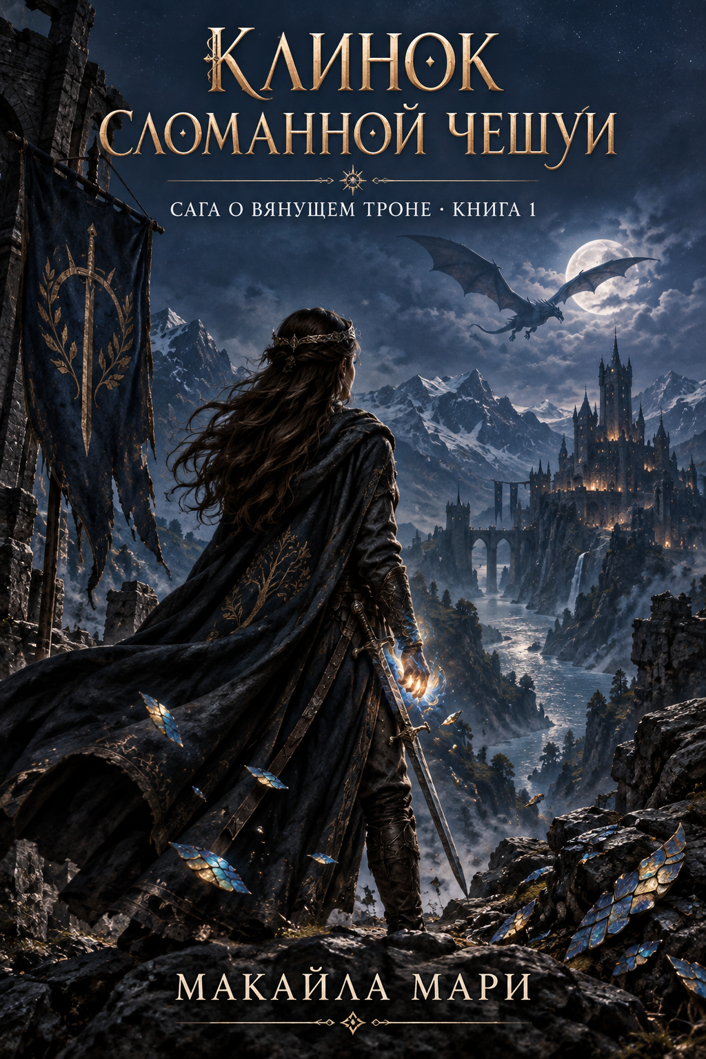 Обложка книги Клинок сломанной чешуи — Макайла Мари — Blade of Broken Scales (The Wilting Throne Saga, #1)