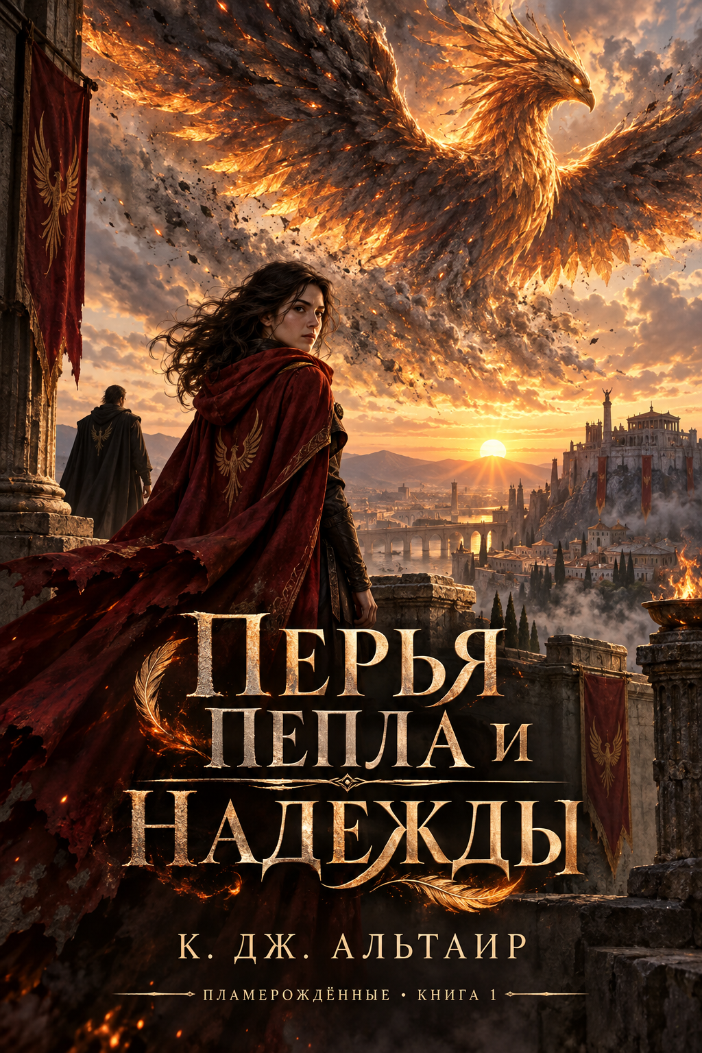 Обложка книги Перья пепла и надежды — К. Дж. Альтаир — Feathers of Ash and Hope (Flameborn, #1)