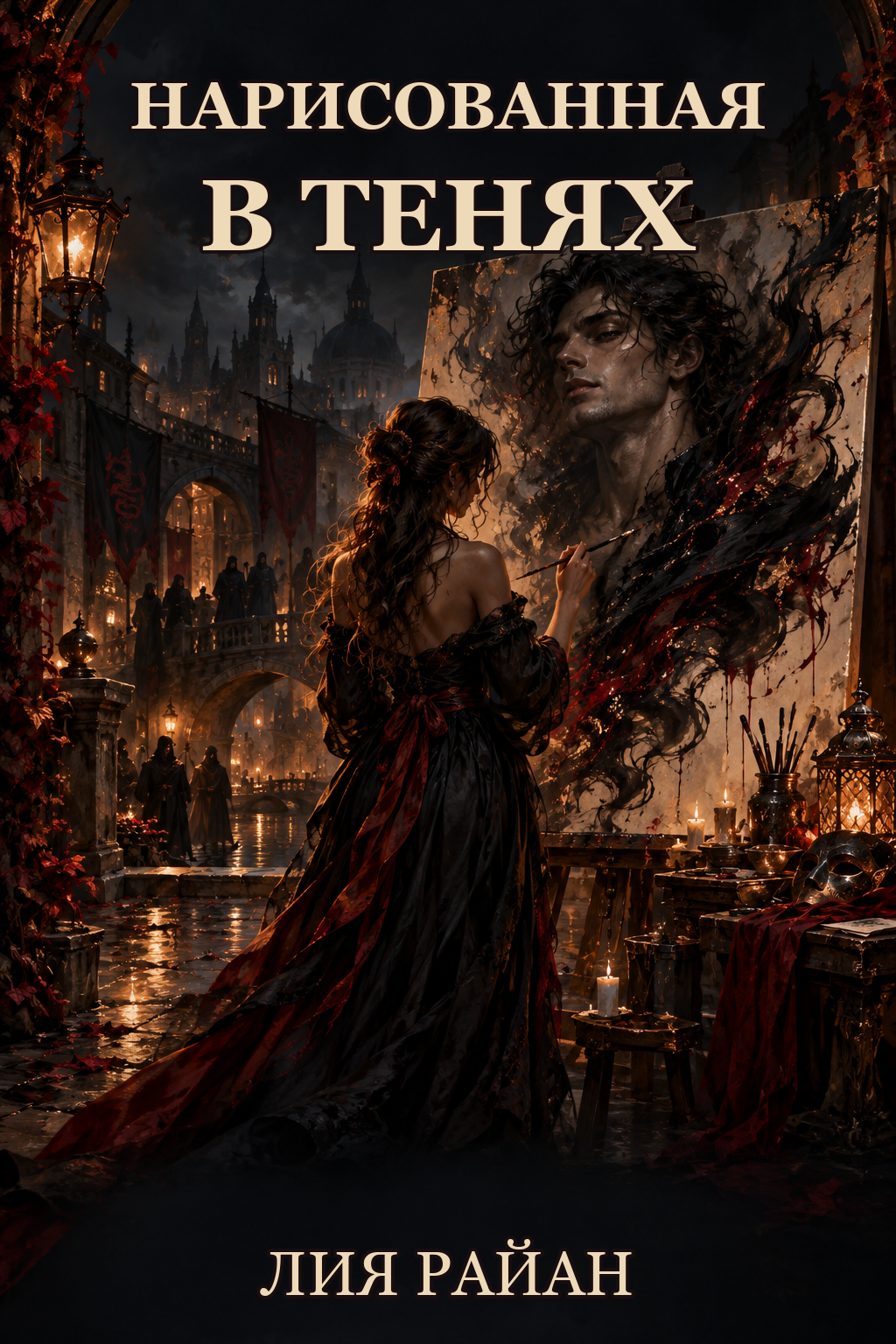 Обложка книги Нарисованная в тенях — Лия Райан — Painted in Shadows: A Standalone Slow Burn Fantasy Romance