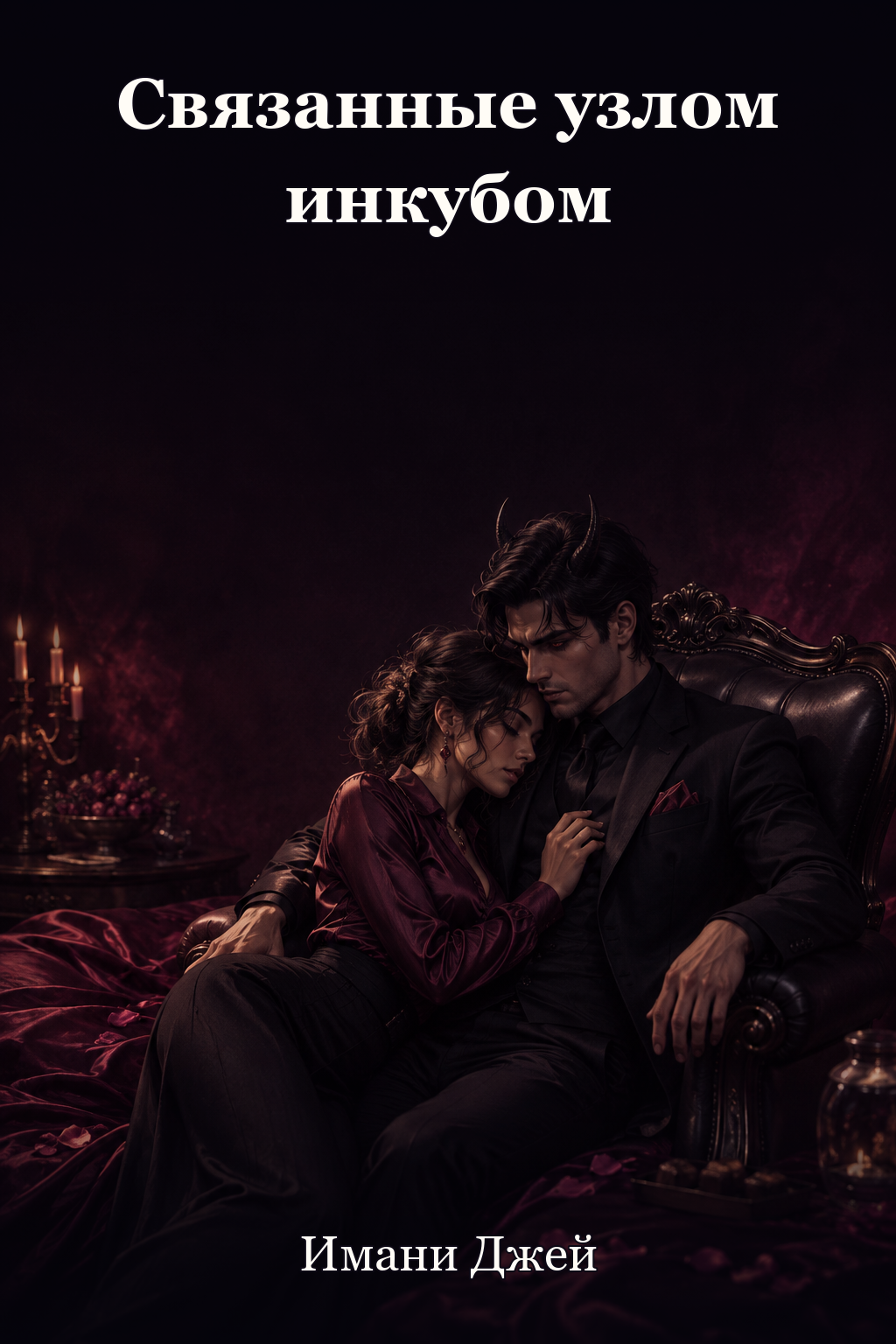 Обложка книги Связанные узлом инкубом — Имани Джей — Knotted By The Incubus: An Omegaverse Monster Romance