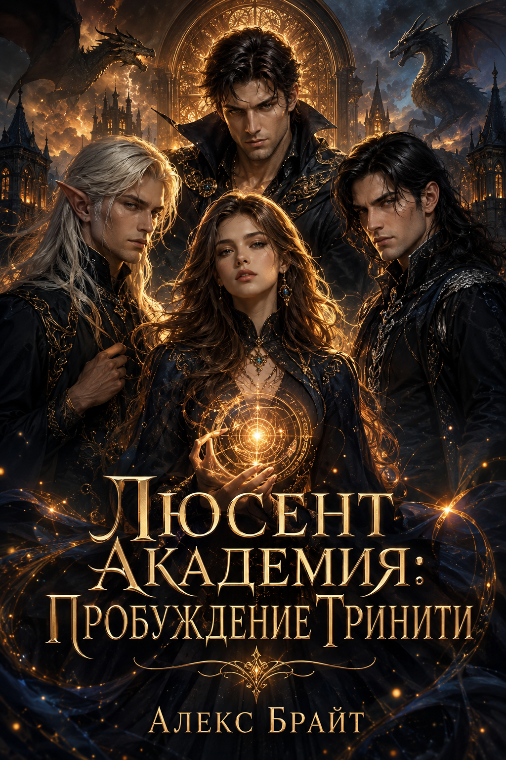 Обложка книги Люсент Академия: Пробуждение Тринити — Алекс Брайт — Lucent Academy: Trinity Awakens: Reverse Harem Romantasy