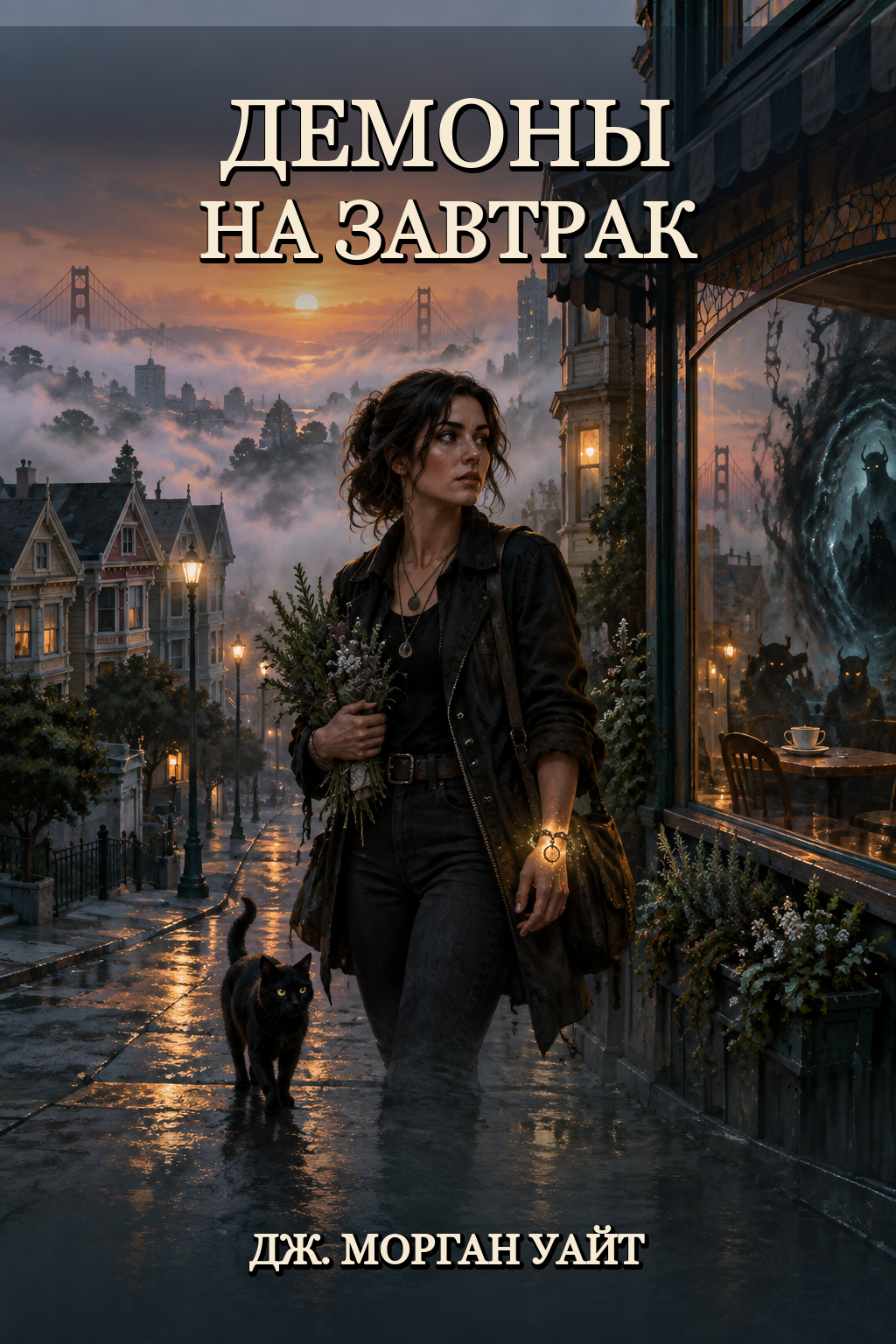 Обложка книги Демоны на завтрак (Найтшейд Хартс, #2) — Дж. Морган Уайт — Demons For Breakfast : A Witchy Urban Fantasy Romance (Nightshade Hearts Standalone Series, Book #2)