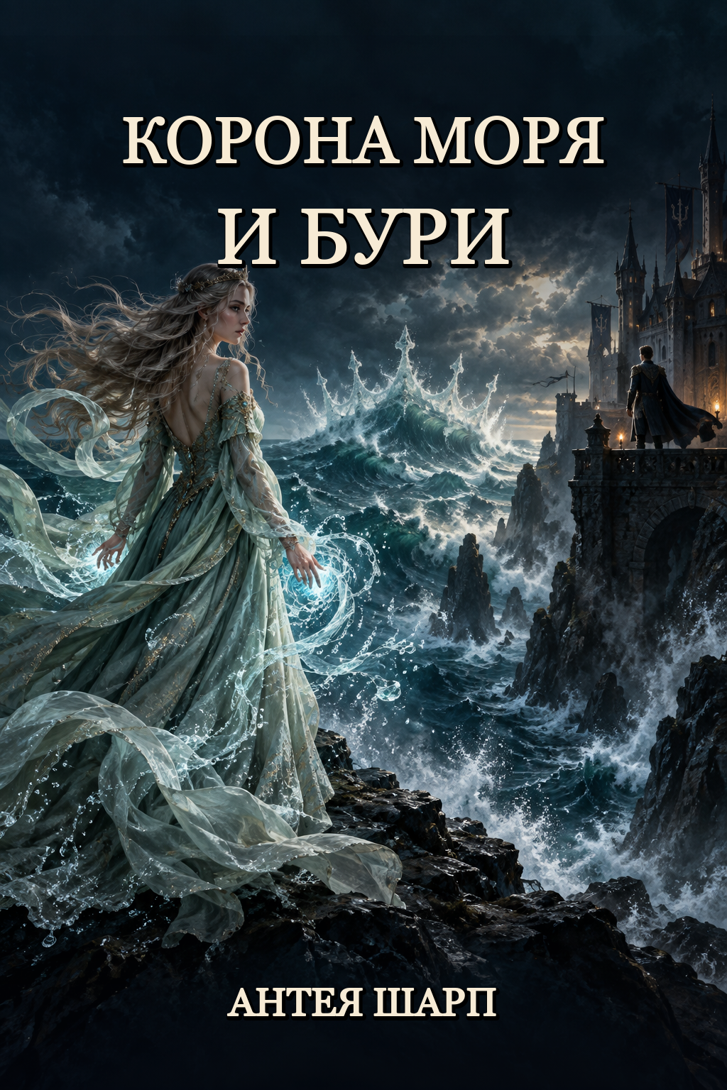 Обложка книги Корона моря и бури (Дарквуд) — Антея Шарп — Crown of Sea and Storm: A Darkwood Fantasy Romance (The Darkwood Trilogy)